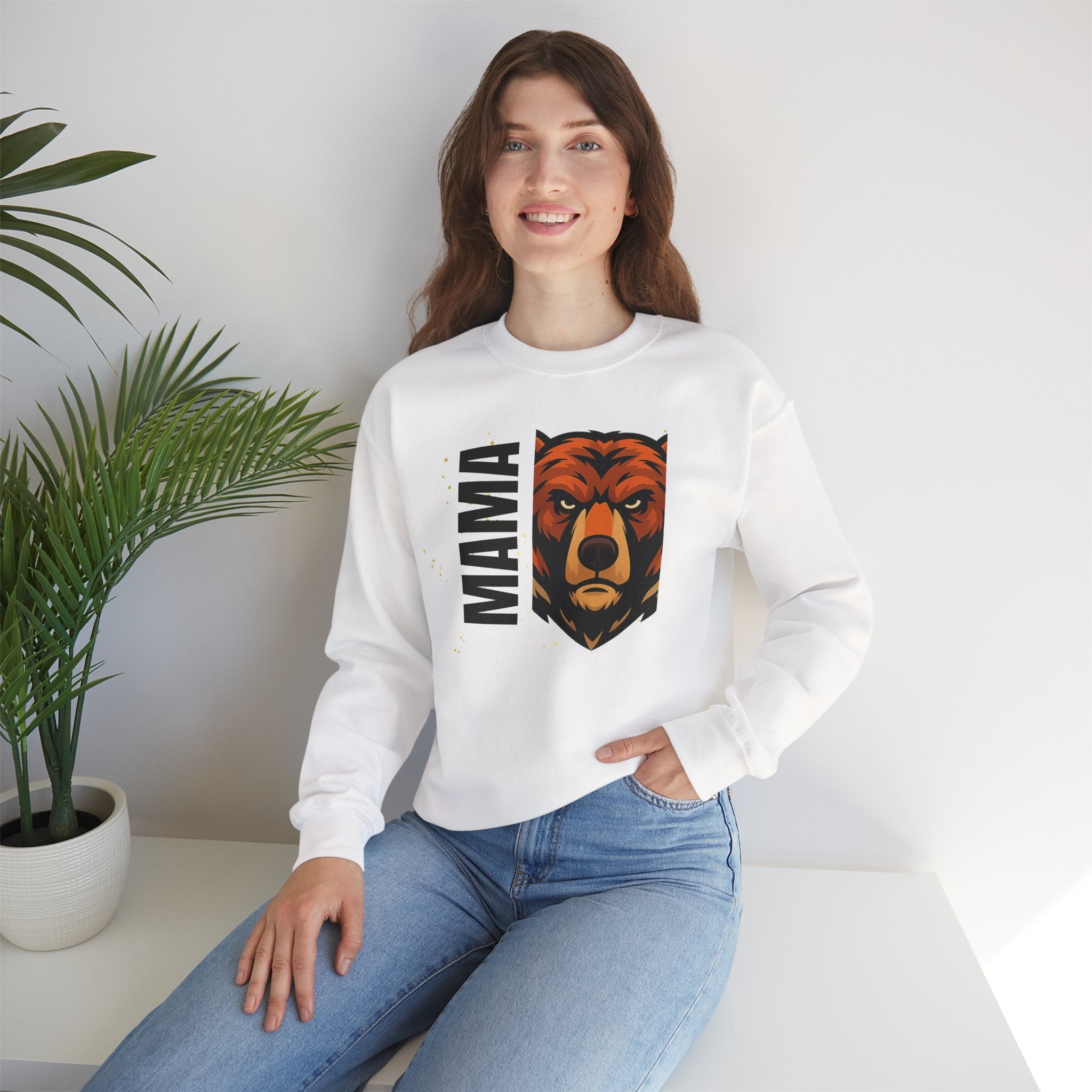 Mama Bear Sweatshirt — Bold Bear Graphic Crewneck for Moms