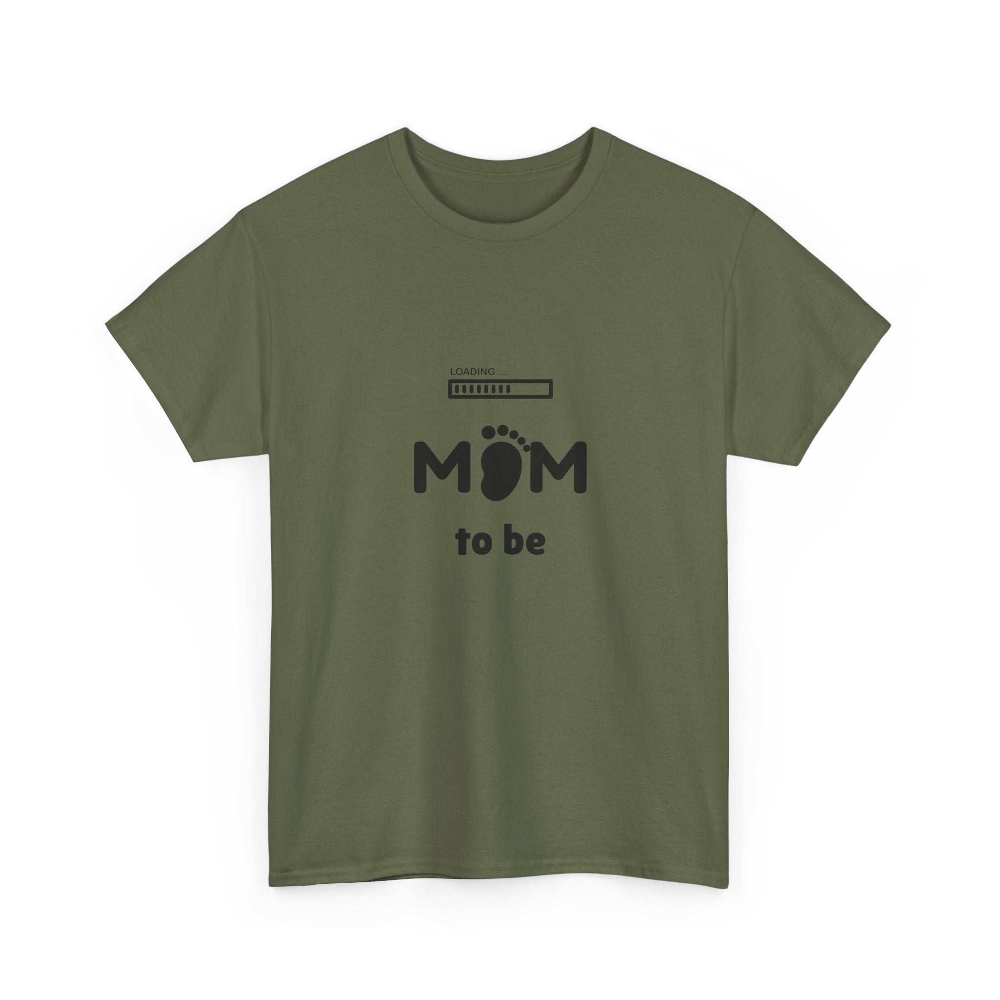Mom To Be Pregnancy T‑Shirt — Cute 'Mom' with Baby Footprint & Progress Bar