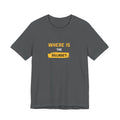 Where Is Village? Graphic Tee – Casual Retro Yellow Text T-Shirt