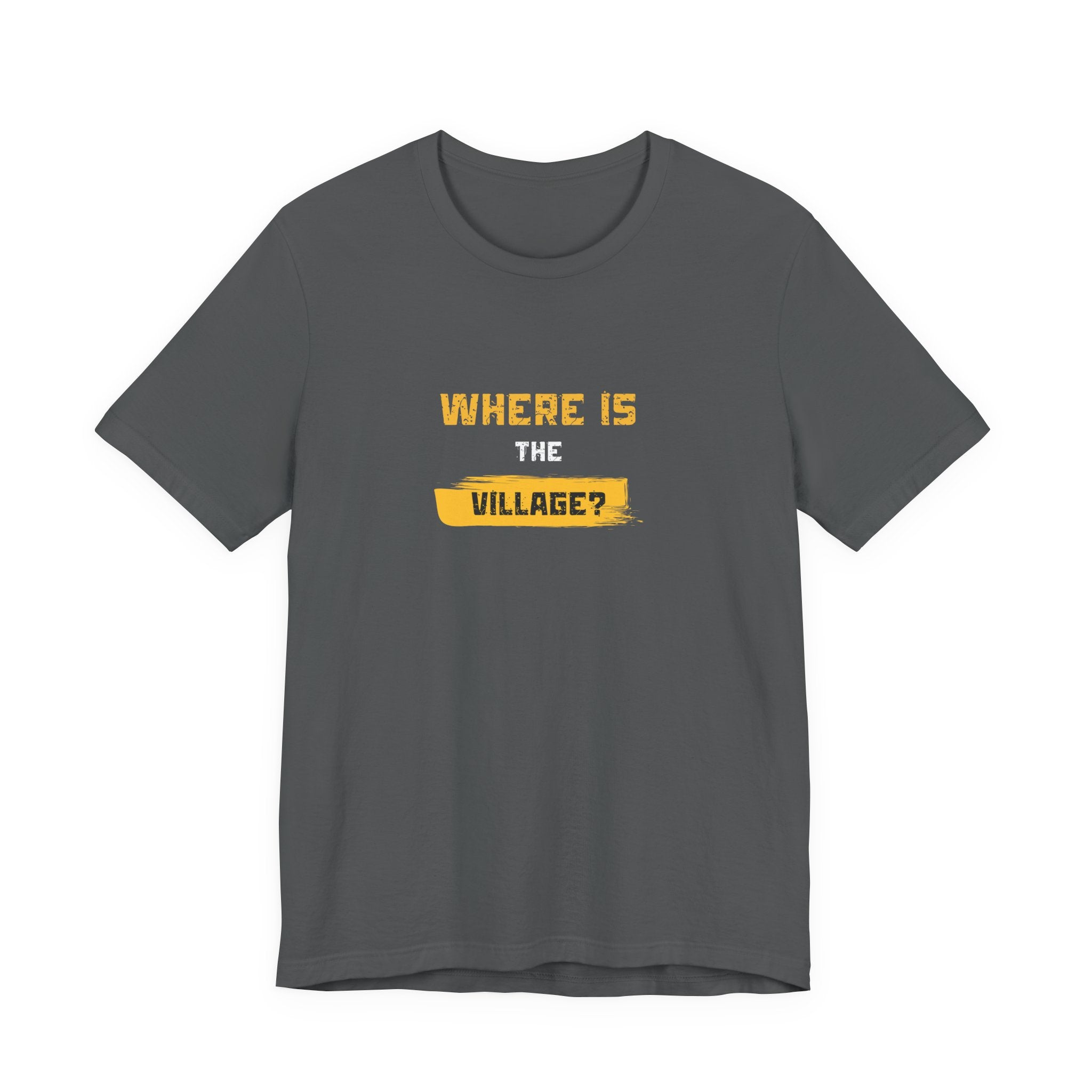 Where Is Village? Graphic Tee – Casual Retro Yellow Text T-Shirt