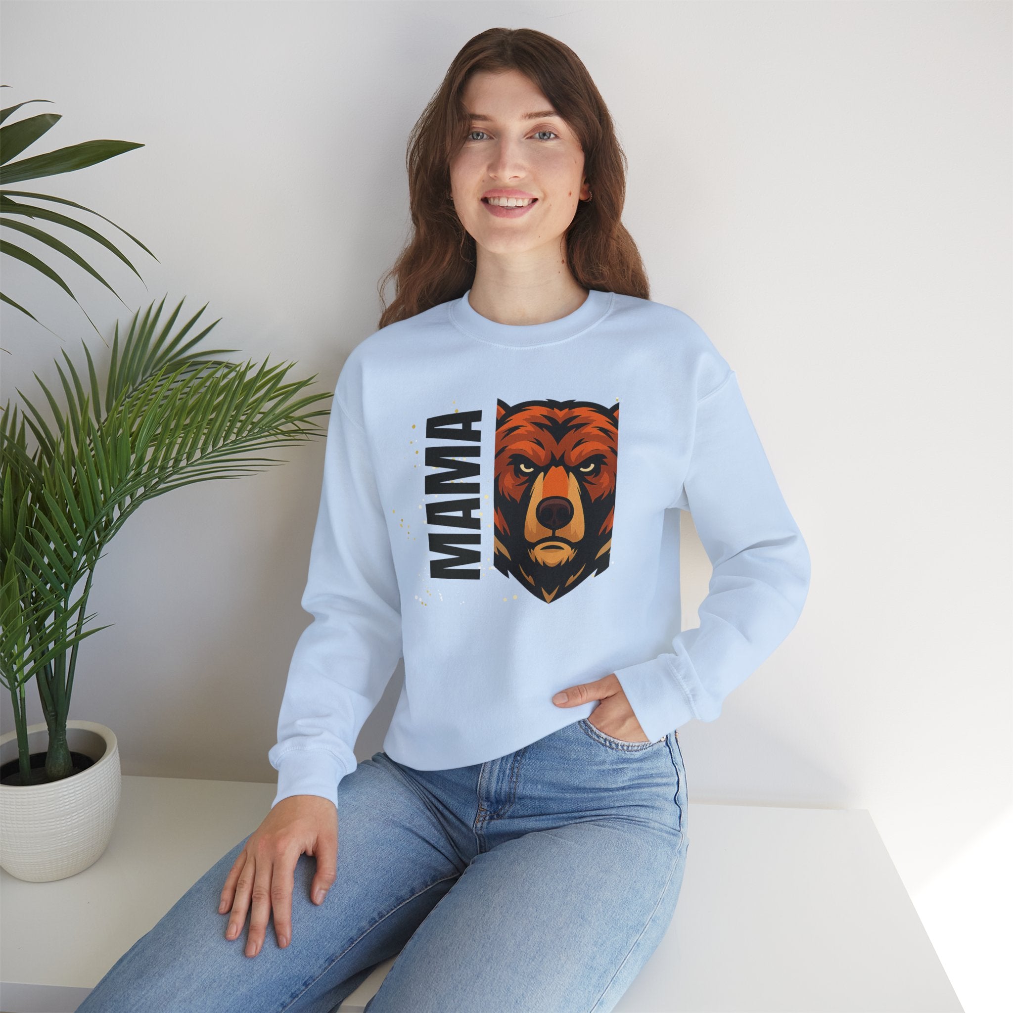 Mama Bear Sweatshirt — Bold Bear Graphic Crewneck for Moms