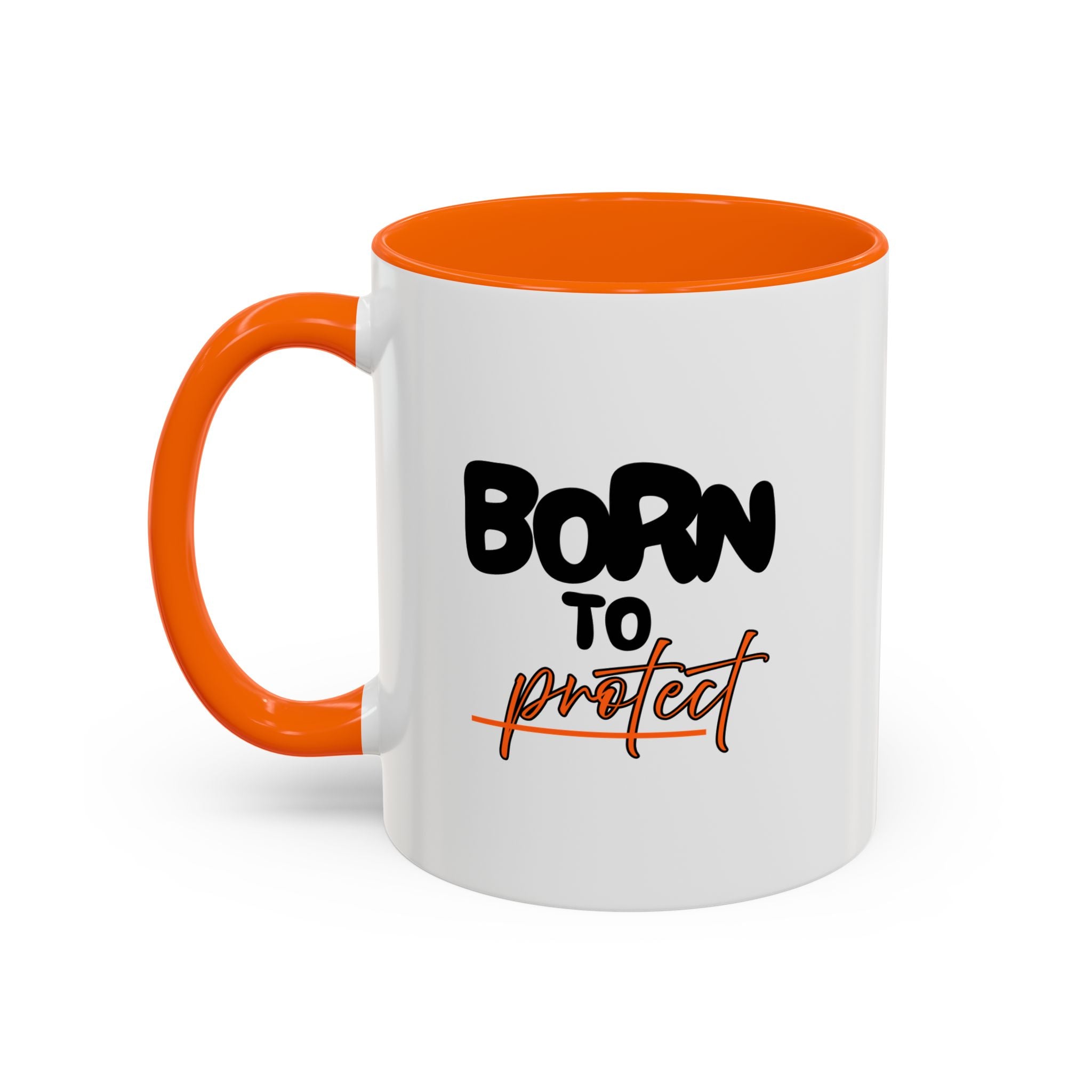 Accent Coffee Mug — 'Born to Protect' Black Accent Ceramic Mug (11oz)