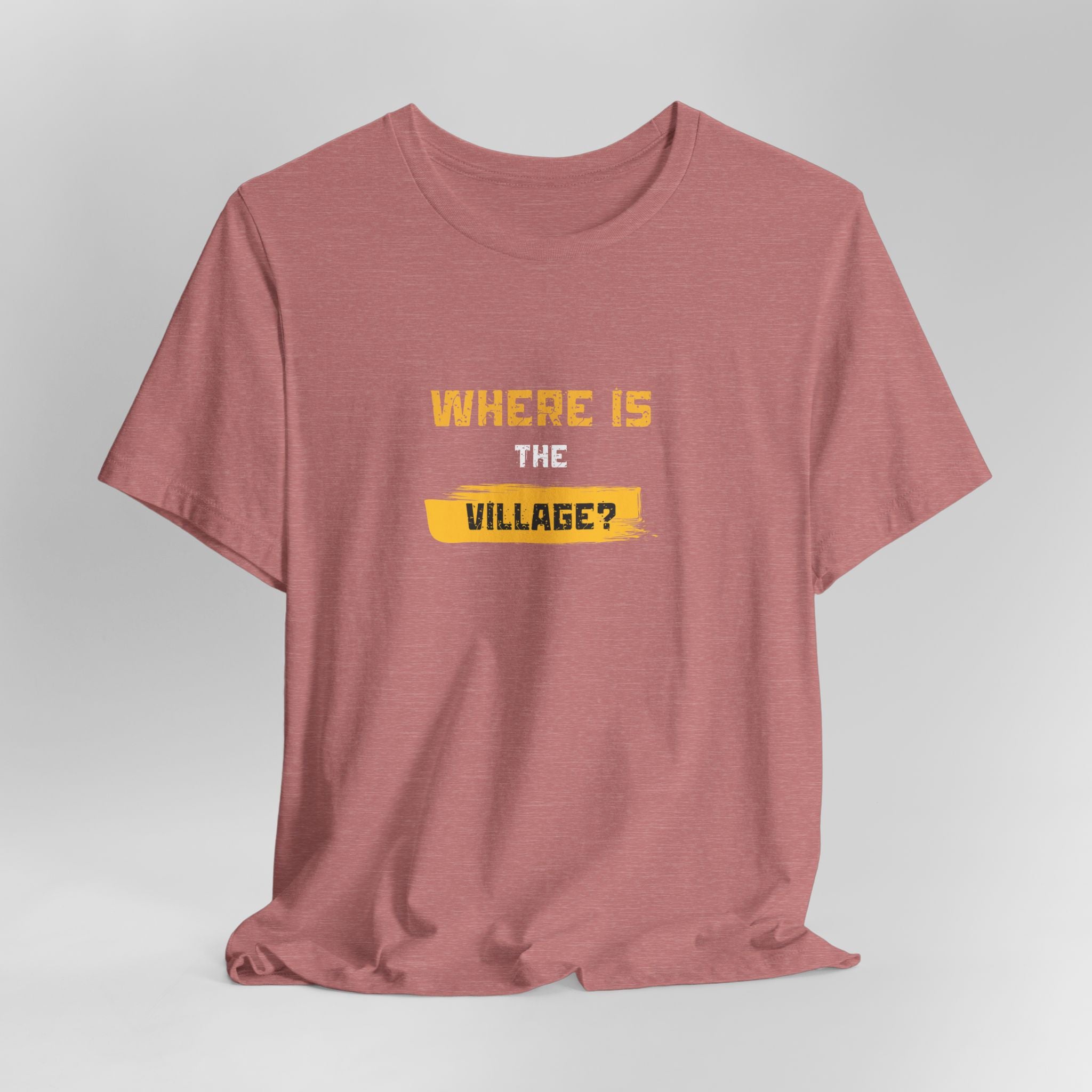 Where Is Village? Graphic Tee – Casual Retro Yellow Text T-Shirt