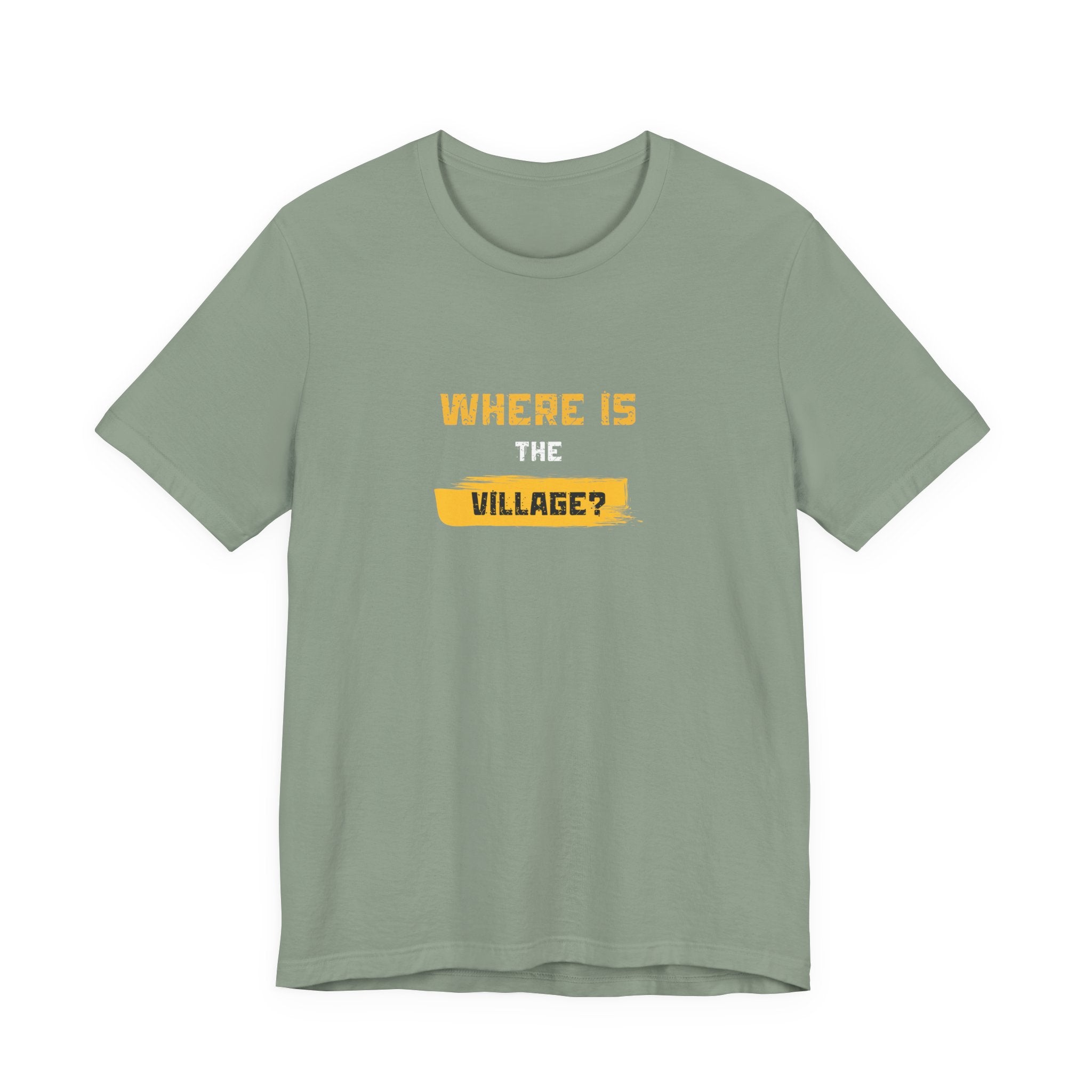 Where Is Village? Graphic Tee – Casual Retro Yellow Text T-Shirt