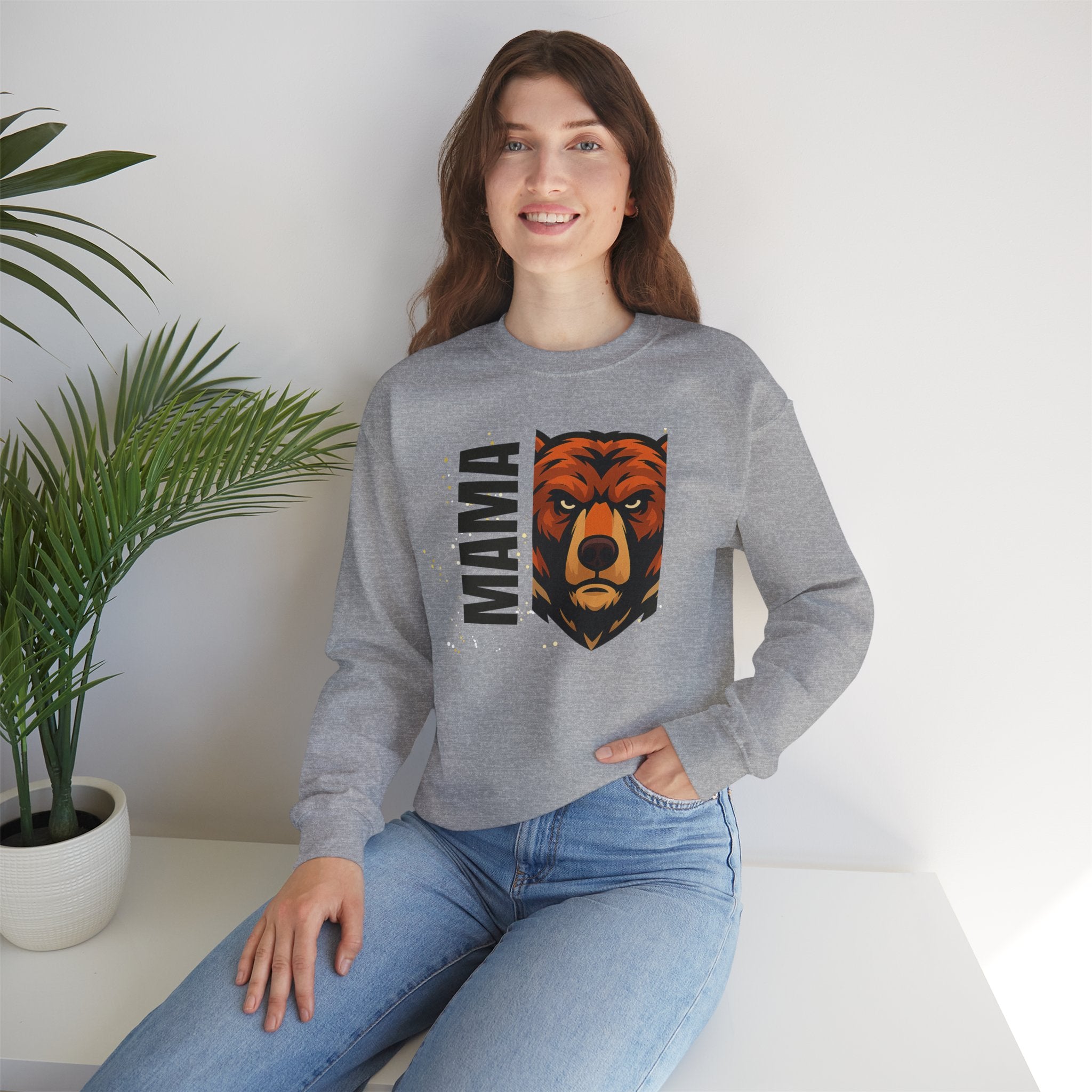 Mama Bear Sweatshirt — Bold Bear Graphic Crewneck for Moms