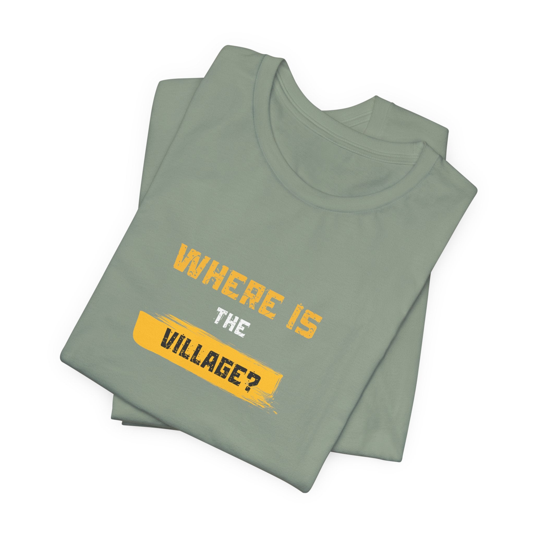 Where Is Village? Graphic Tee – Casual Retro Yellow Text T-Shirt